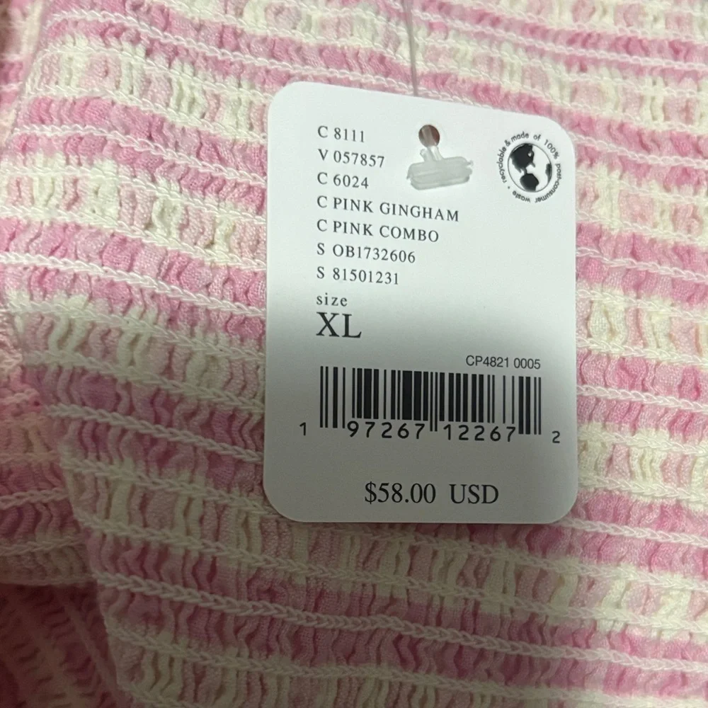 NWT Free People Leilani Pink Gingham Tube Top